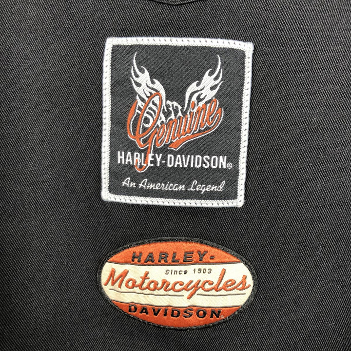 Harley-Davidson Short Sleeve Work Shirt Box Shirt Men's XL cotton black type Vintage Second Hand