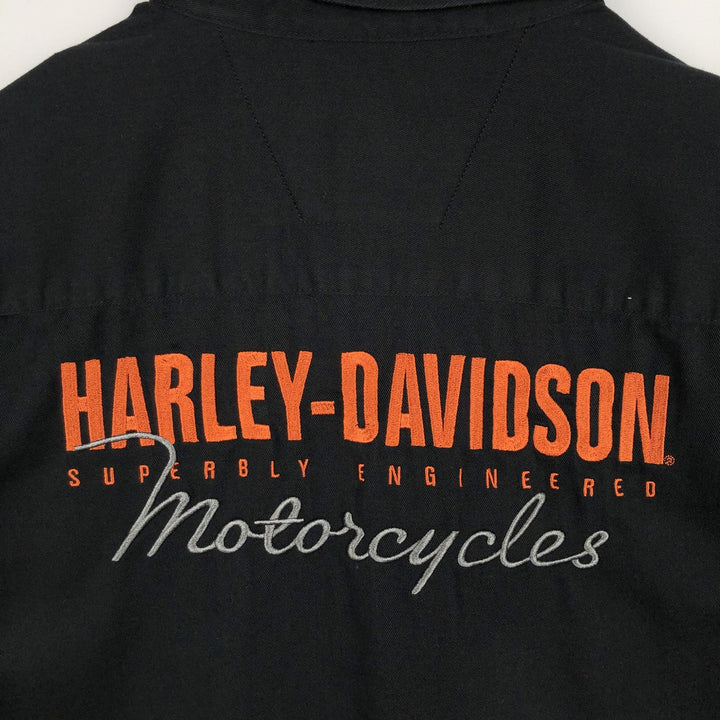 Harley-Davidson Short Sleeve Work Shirt Box Shirt Men's XL cotton black type Vintage Second Hand