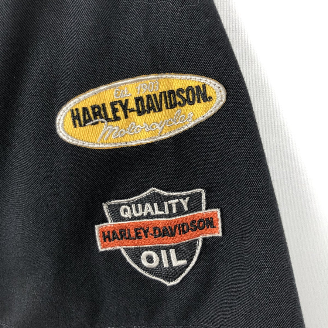 Harley-Davidson Short Sleeve Work Shirt Box Shirt Men's XL cotton black type Vintage Second Hand