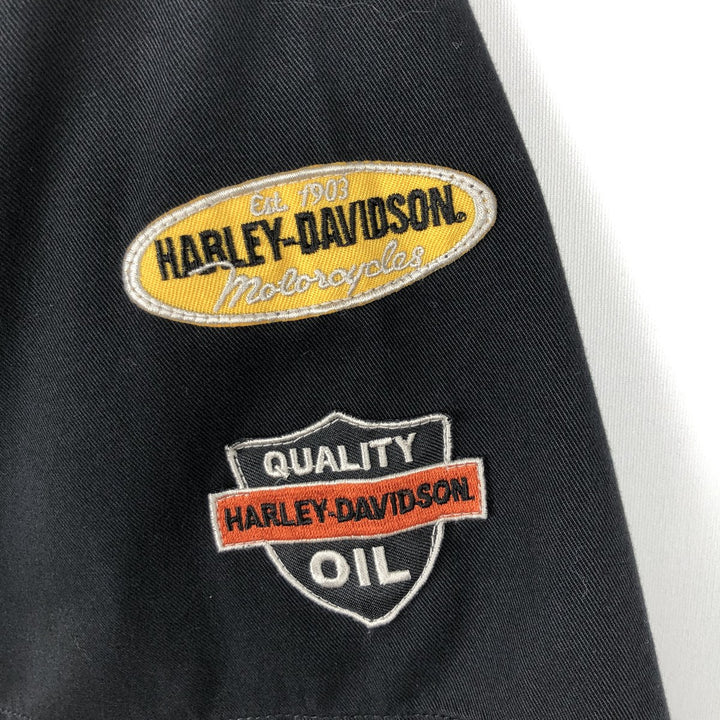 Harley-Davidson Short Sleeve Work Shirt Box Shirt Men's XL cotton black type Vintage Second Hand