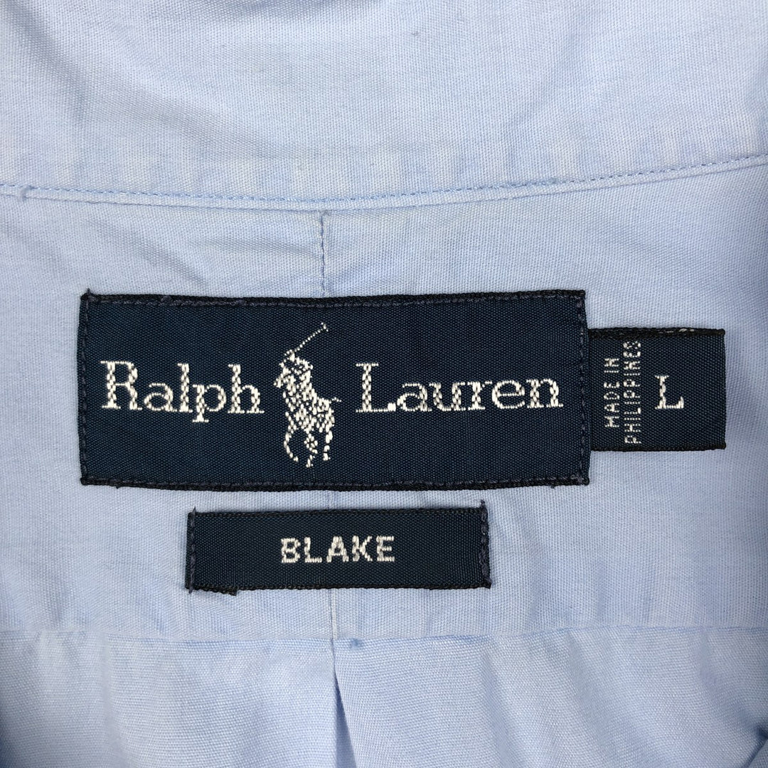 Ralph Lauren BLAKE short sleeve button down shirt, men's size L cotton Blue type light blue Vintage Second Hand