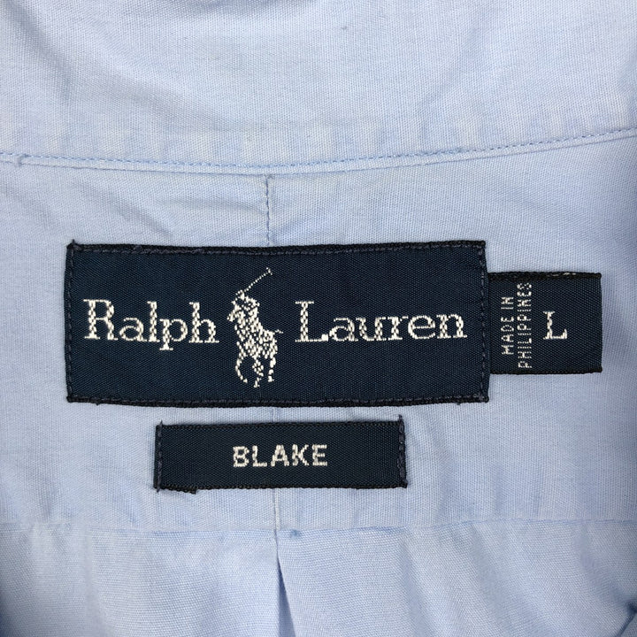 Ralph Lauren BLAKE short sleeve button down shirt, men's size L cotton Blue type light blue Vintage Second Hand