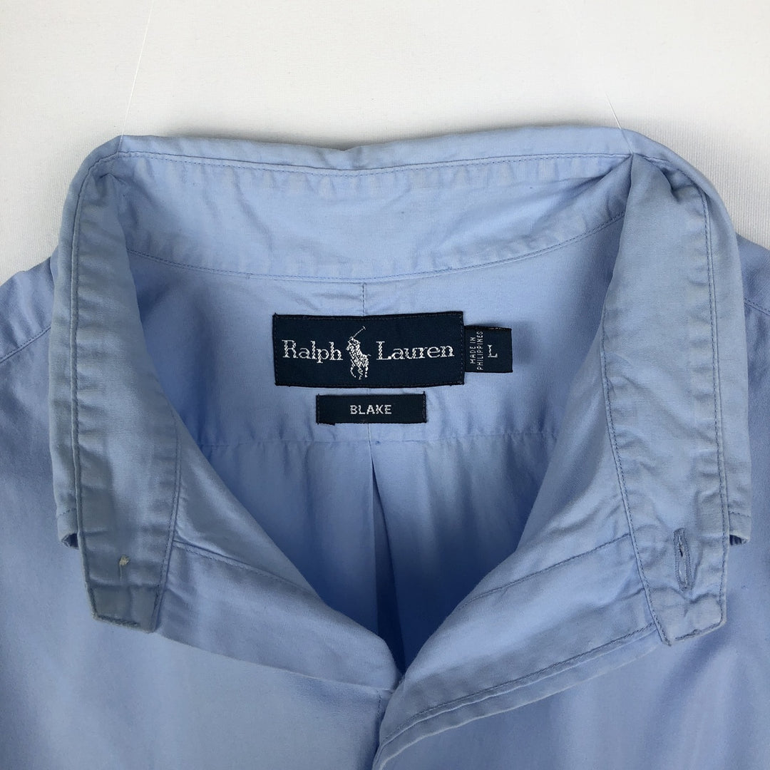 Ralph Lauren BLAKE short sleeve button down shirt, men's size L cotton Blue type light blue Vintage Second Hand