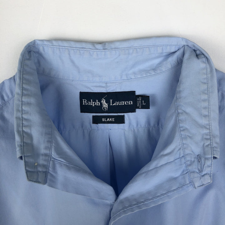 Ralph Lauren BLAKE short sleeve button down shirt, men's size L cotton Blue type light blue Vintage Second Hand