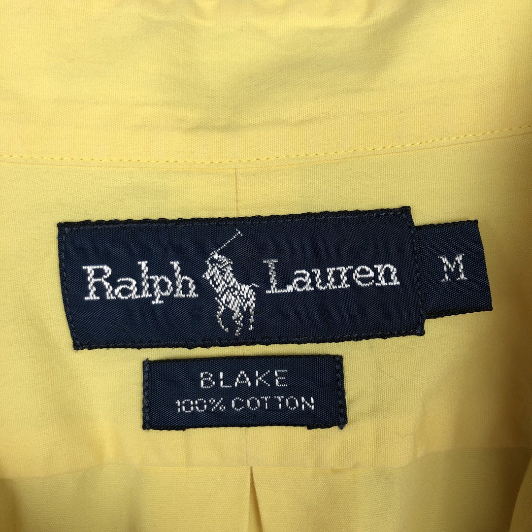 Ralph Lauren BLAKE short sleeve button down shirt, men's size M cotton yellow type Vintage Second Hand