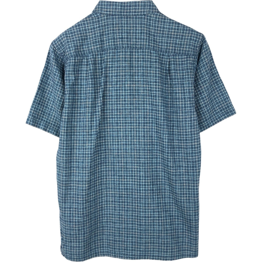 Patagonia Backstep Shirt 53139SP18 Check Pattern Short Sleeve Cotton x Hemp Box Shirt Men's Size S Hemp blue type Vintage Second Hand