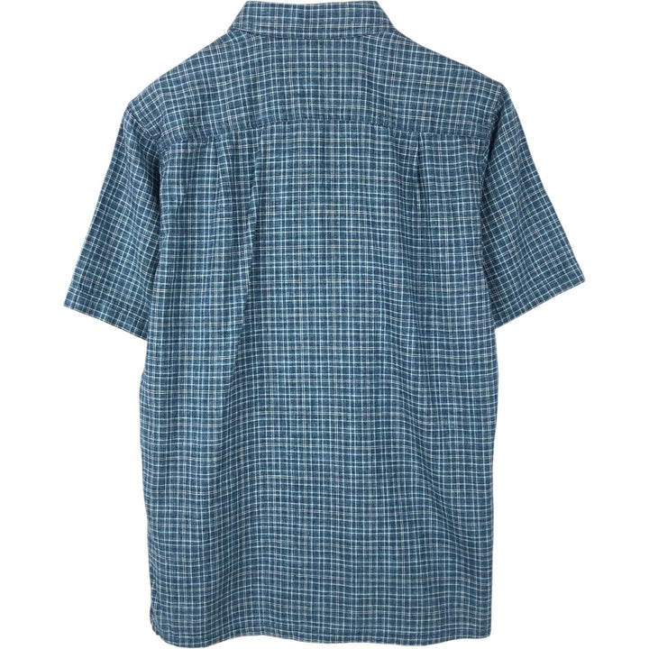 Patagonia Backstep Shirt 53139SP18 Check Pattern Short Sleeve Cotton x Hemp Box Shirt Men's Size S Hemp blue type Vintage Second Hand