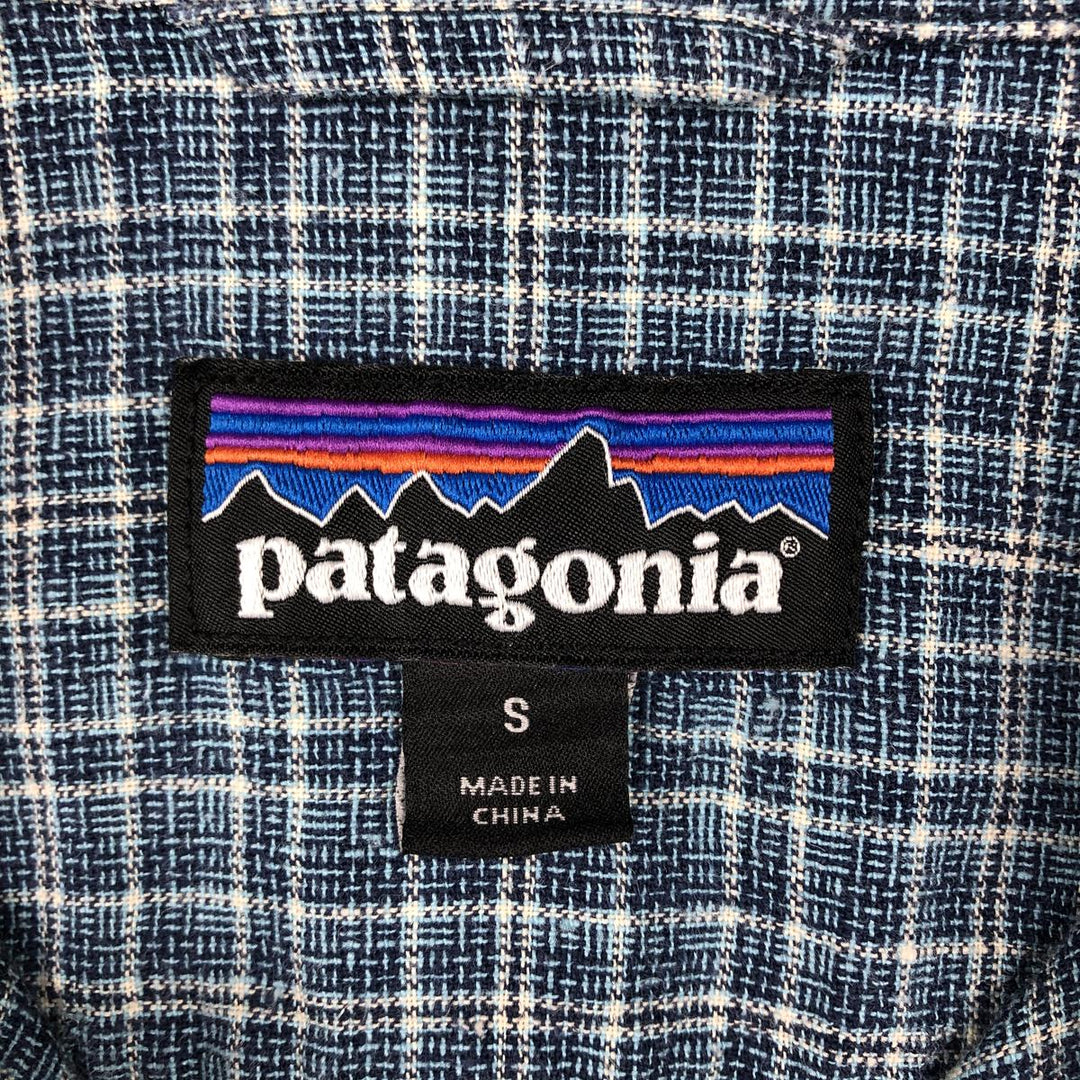 Patagonia Backstep Shirt 53139SP18 Check Pattern Short Sleeve Cotton x Hemp Box Shirt Men's Size S Hemp blue type Vintage Second Hand