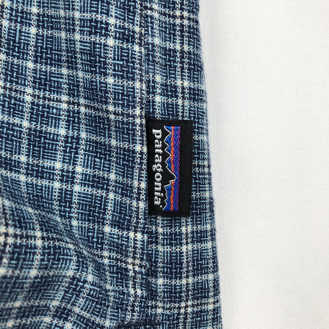 Patagonia Backstep Shirt 53139SP18 Check Pattern Short Sleeve Cotton x Hemp Box Shirt Men's Size S Hemp blue type Vintage Second Hand