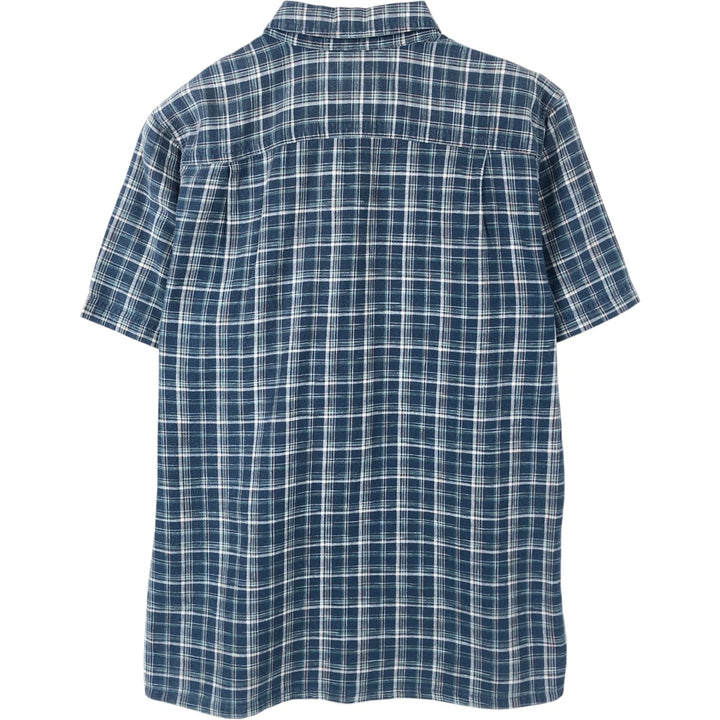 Patagonia Backstep Shirt 53139SP19 Check Pattern Short Sleeve Cotton x Hemp Box Shirt Men's Size S Hemp blue type Vintage Second Hand