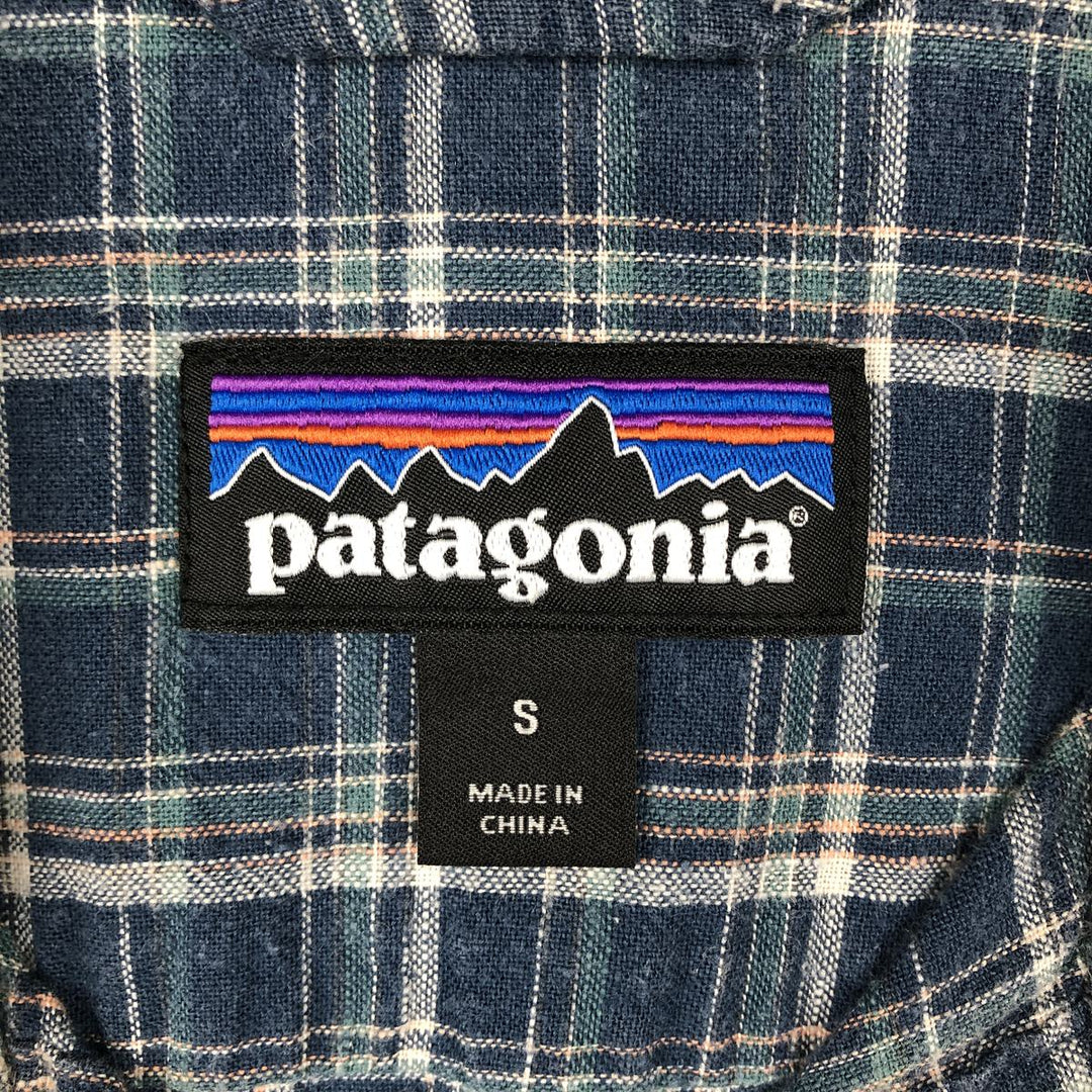 Patagonia Backstep Shirt 53139SP19 Check Pattern Short Sleeve Cotton x Hemp Box Shirt Men's Size S Hemp blue type Vintage Second Hand