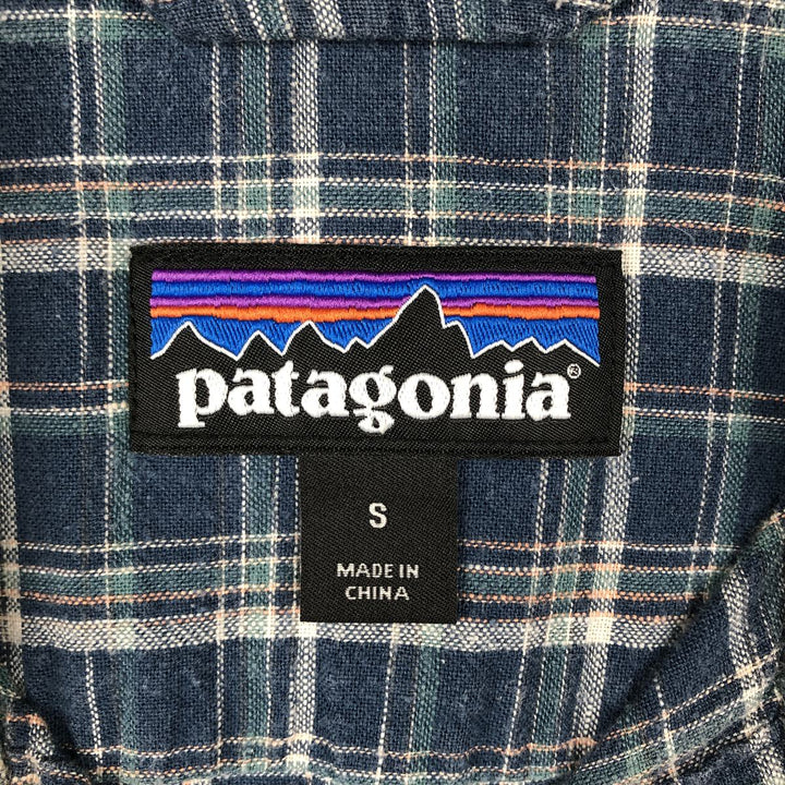 Patagonia Backstep Shirt 53139SP19 Check Pattern Short Sleeve Cotton x Hemp Box Shirt Men's Size S Hemp blue type Vintage Second Hand