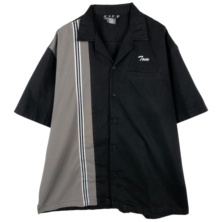 Hilton Eagle Pattern Back Print Open Collar Bowling Shirt Box Shirt Men's XXL Equivalent unclear black type Vintage Second Hand