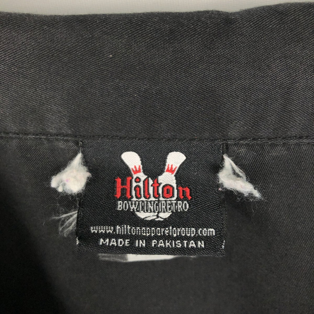 Hilton Eagle Pattern Back Print Open Collar Bowling Shirt Box Shirt Men's XXL Equivalent unclear black type Vintage Second Hand