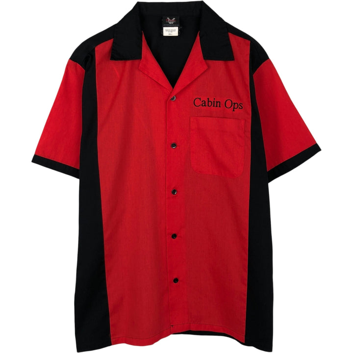 Hilton Two-Tone Back Print Open Collar Bowling Shirt Box Shirt Men's Size S cotton black type Vintage Second Hand