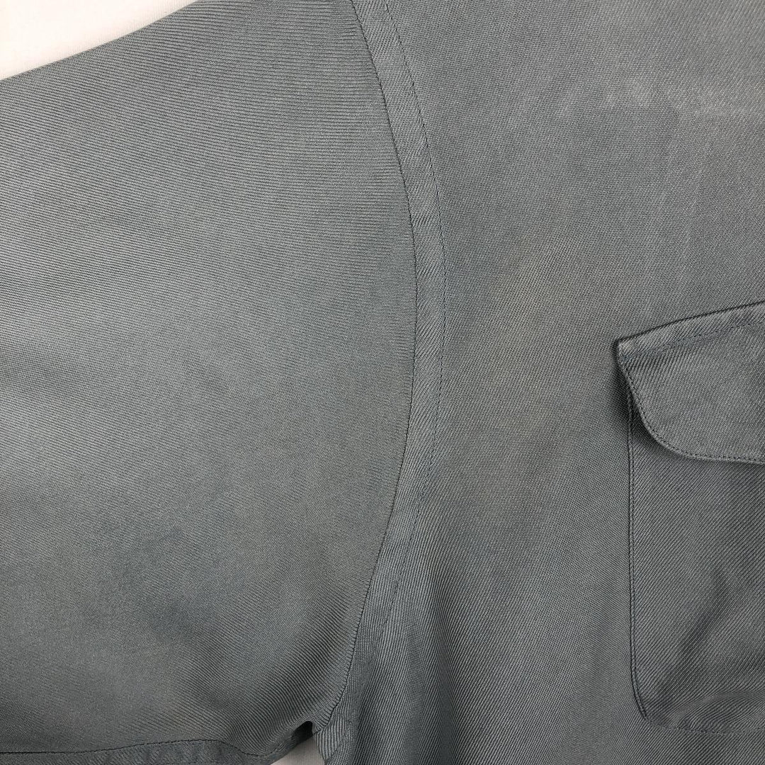 Perry Ellis Short Sleeve Open Collar Silk Shirt Box Shirt Men's XL silk Blue type light blue Vintage Second Hand