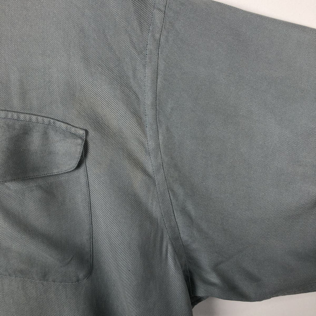 Perry Ellis Short Sleeve Open Collar Silk Shirt Box Shirt Men's XL silk Blue type light blue Vintage Second Hand