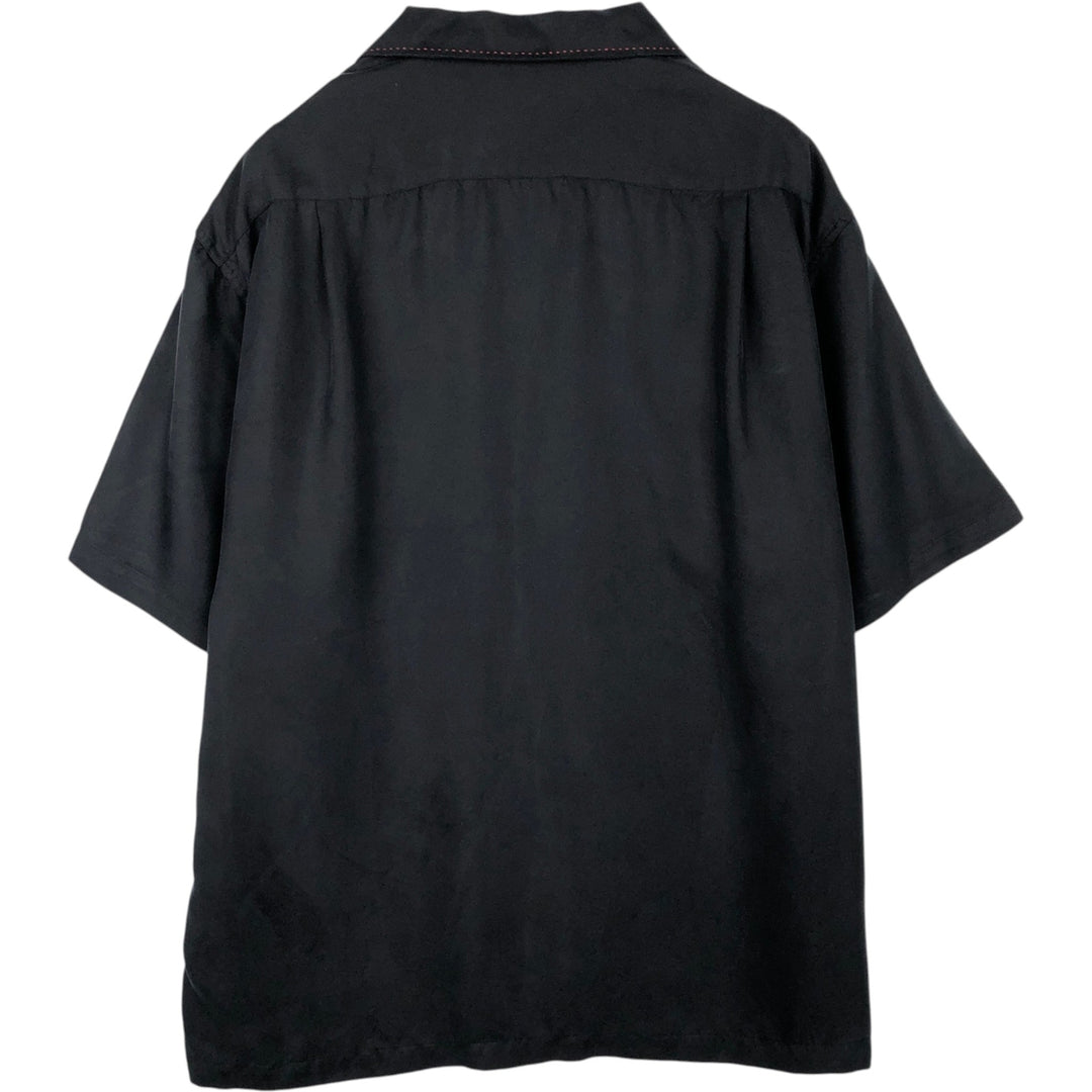 WENDEL'S Short-Sleeve Open-Collar Silk Shirt, Men's XXL Equivalent silk black type Vintage Second Hand
