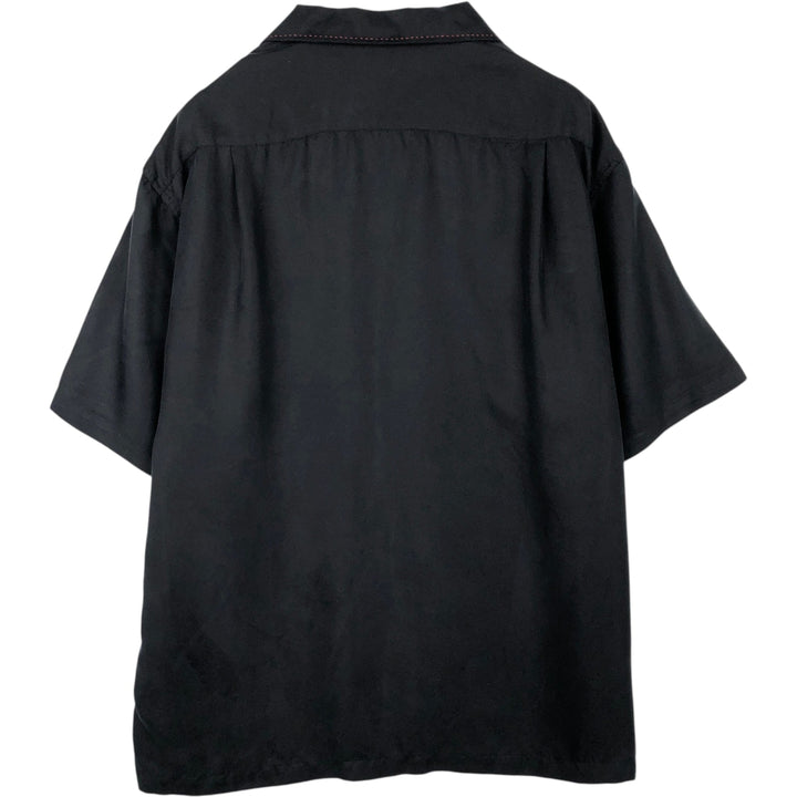 WENDEL'S Short-Sleeve Open-Collar Silk Shirt, Men's XXL Equivalent silk black type Vintage Second Hand