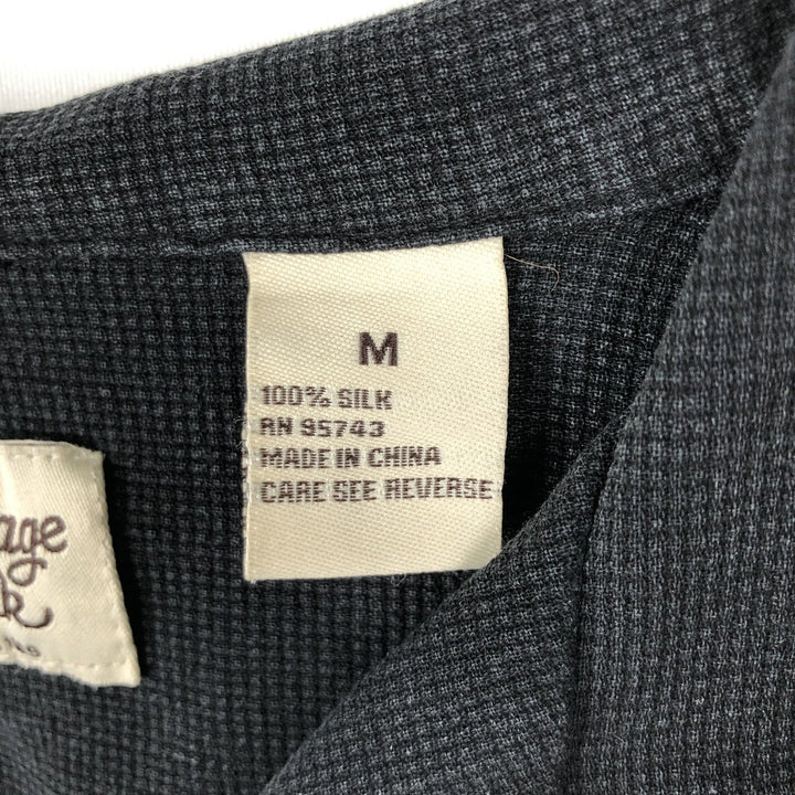 Vintage Silk Short-Sleeve Open-Collar Silk Shirt, Boxy Fit, Men's Size M silk black type Vintage Second Hand