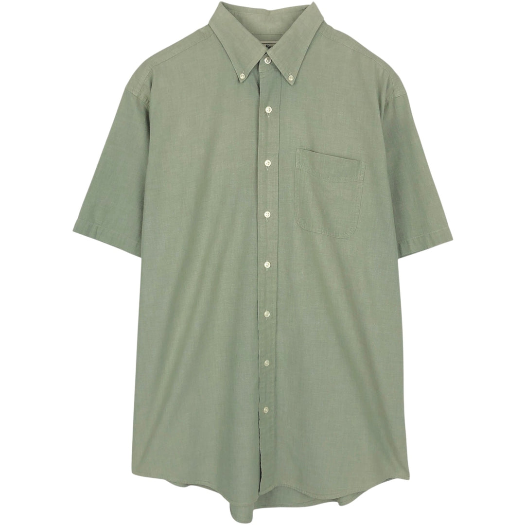 90s-00'S L.L.Bean Short-Sleeve Button-Down Shirt, Men's Size L (Equivalent), Vintage cotton Khaki type sage green Vintage Second Hand