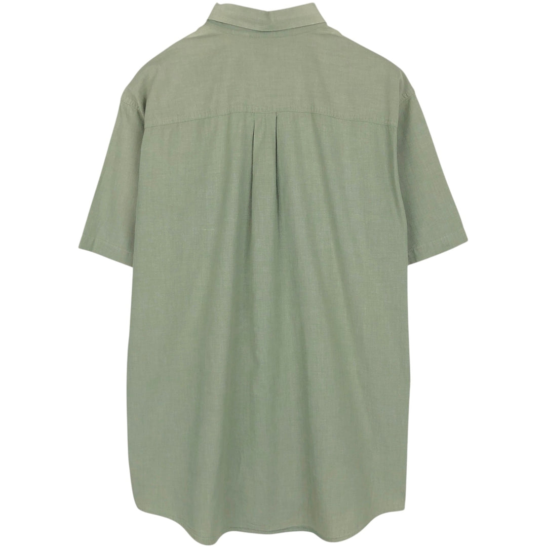 90s-00'S L.L.Bean Short-Sleeve Button-Down Shirt, Men's Size L (Equivalent), Vintage cotton Khaki type sage green Vintage Second Hand