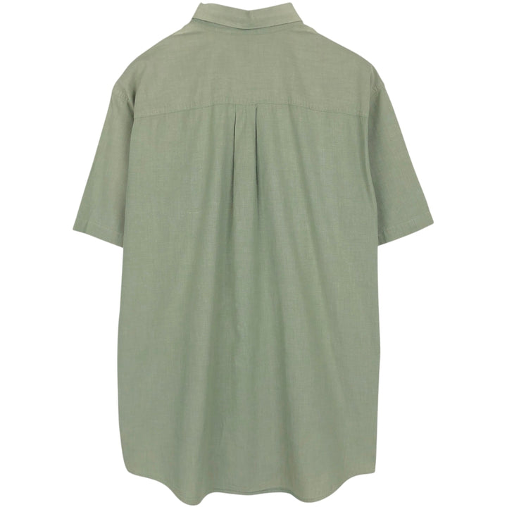 90s-00'S L.L.Bean Short-Sleeve Button-Down Shirt, Men's Size L (Equivalent), Vintage cotton Khaki type sage green Vintage Second Hand