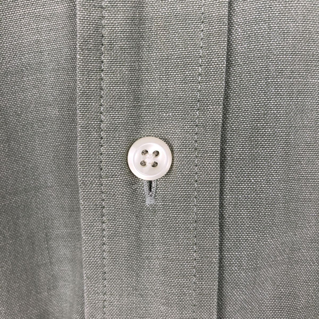 90s-00'S L.L.Bean Short-Sleeve Button-Down Shirt, Men's Size L (Equivalent), Vintage cotton Khaki type sage green Vintage Second Hand