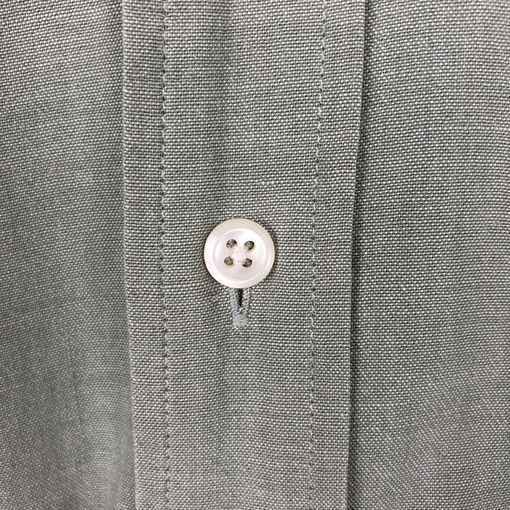 90s-00'S L.L.Bean Short-Sleeve Button-Down Shirt, Men's Size L (Equivalent), Vintage cotton Khaki type sage green Vintage Second Hand