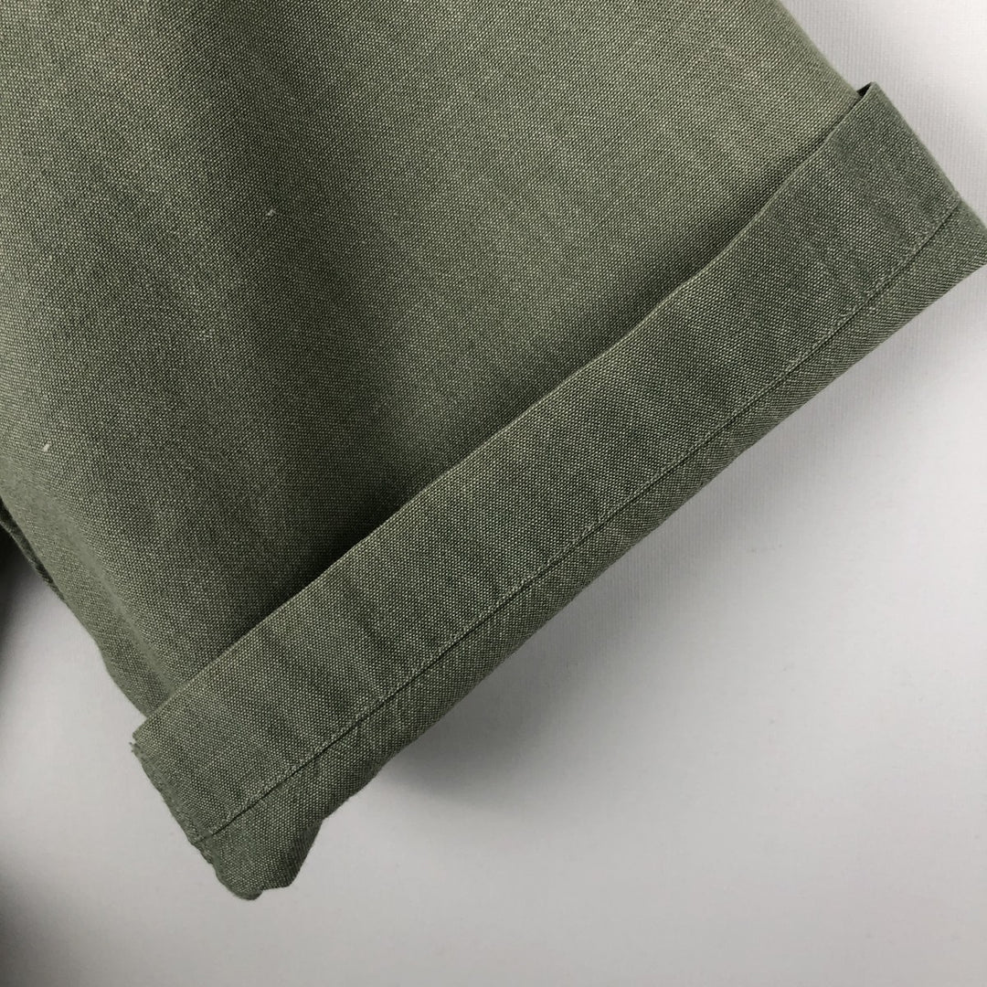90s-00'S L.L.Bean Short-Sleeve Button-Down Shirt, Men's Size L (Equivalent), Vintage cotton Khaki type sage green Vintage Second Hand
