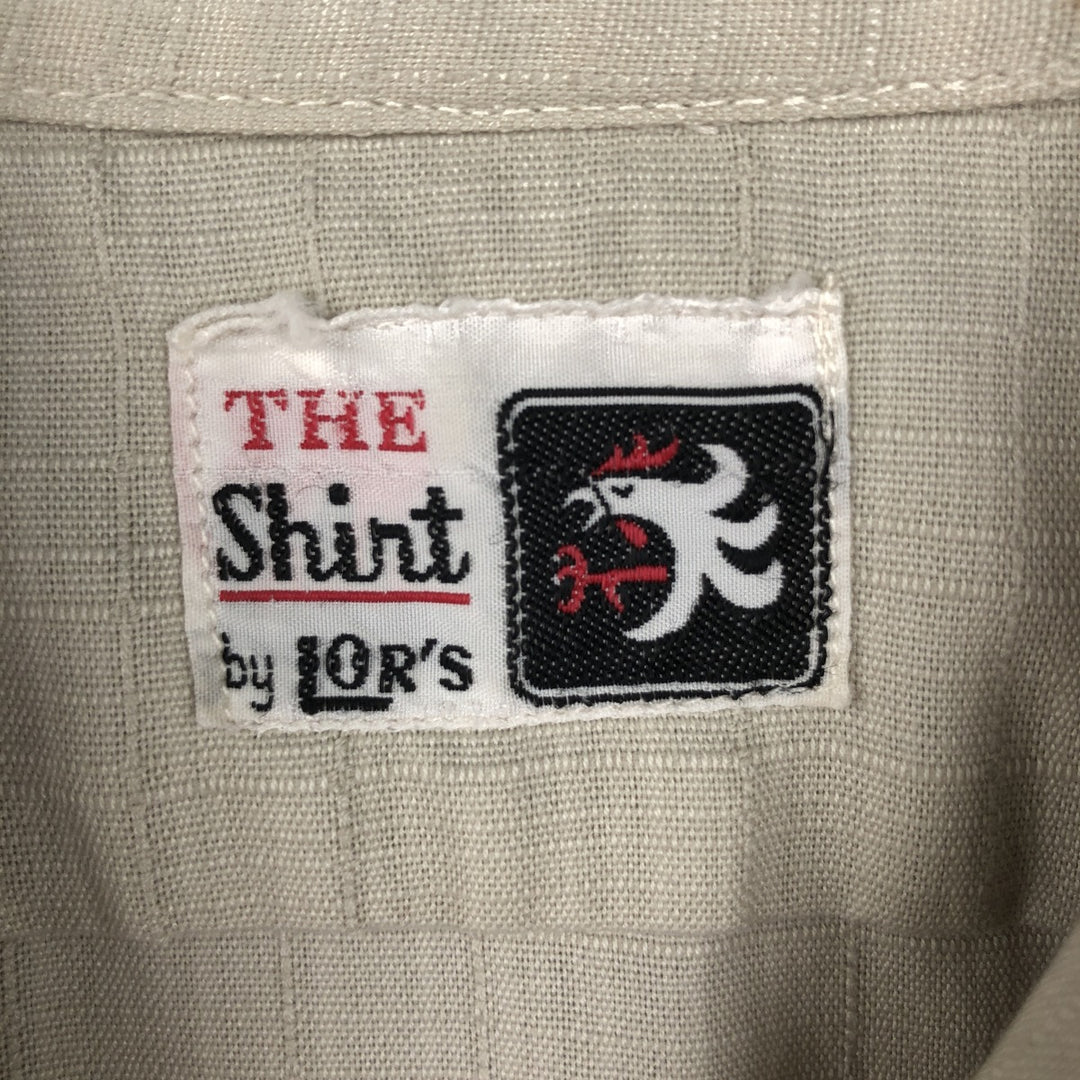 LOR'S Check Pattern Short-Sleeve Open Collar Shirt, Boxy Shirt, Men's Size M (approx.) unclear Beige type Vintage Second Hand