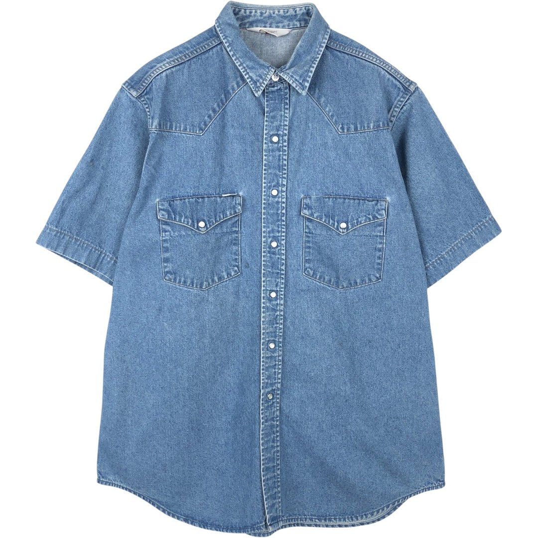 Carhartt Short-Sleeve Denim Western Shirt, Men's Size XL (approx.) unclear blue type Vintage Second Hand