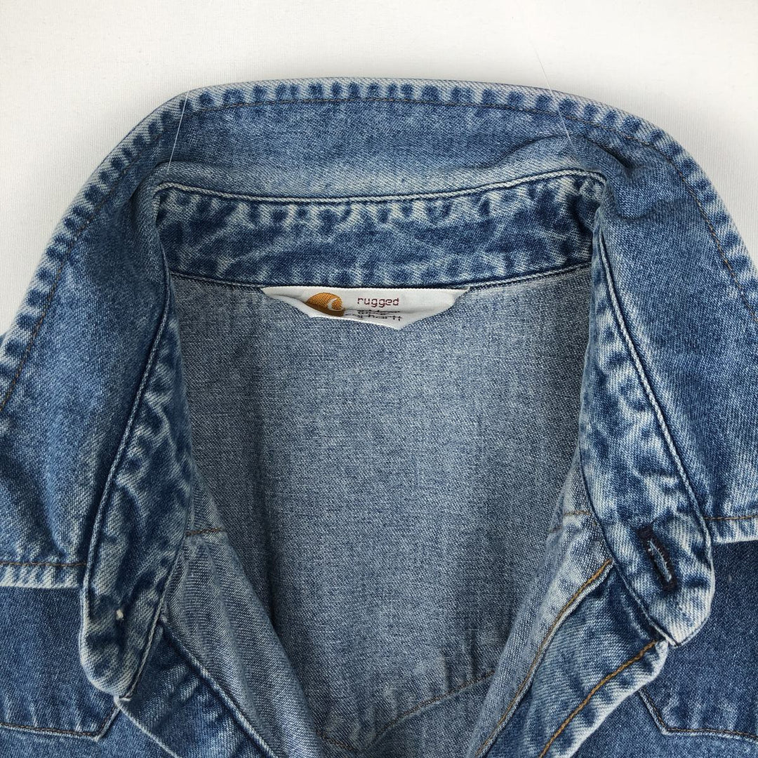 Carhartt Short-Sleeve Denim Western Shirt, Men's Size XL (approx.) unclear blue type Vintage Second Hand