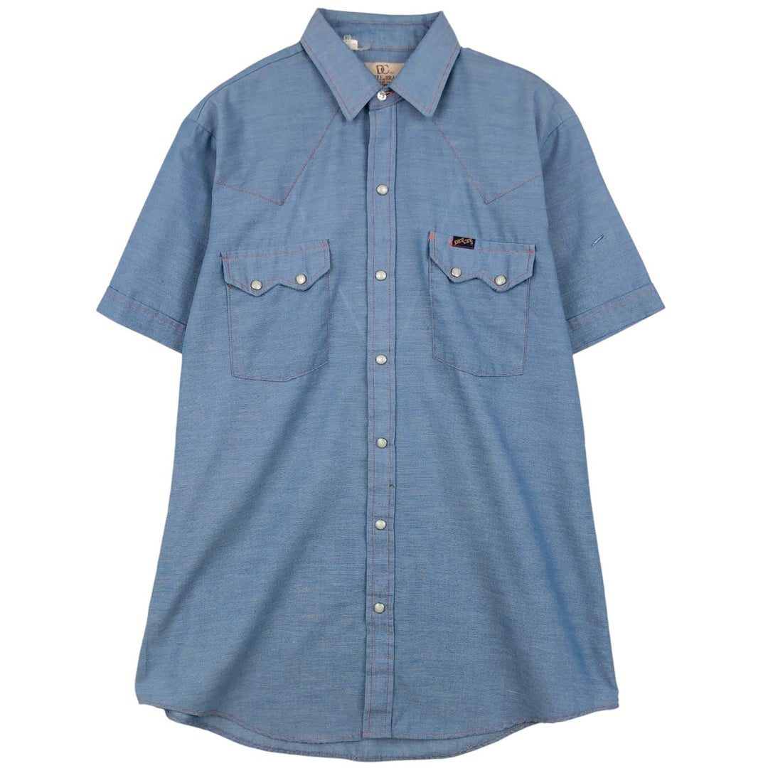 1980'S Dee Cee Brand Short-Sleeve Western Shirt, Made in USA, Men's Size M unclear Blue type light blue Vintage Second Hand