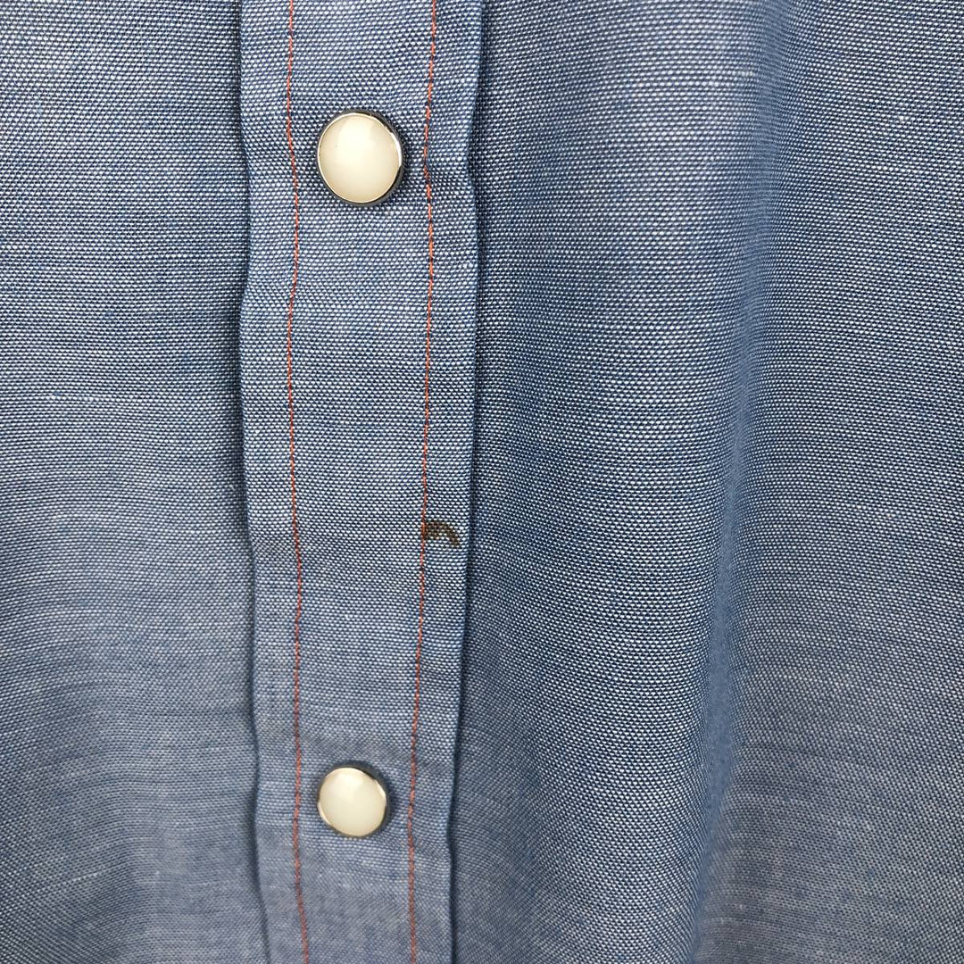 1980'S Dee Cee Brand Short-Sleeve Western Shirt, Made in USA, Men's Size M unclear Blue type light blue Vintage Second Hand