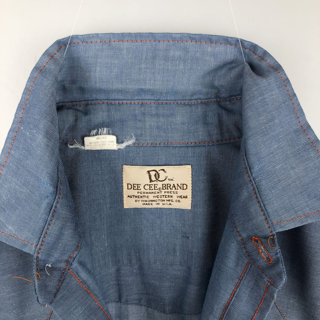 1980'S Dee Cee Brand Short-Sleeve Western Shirt, Made in USA, Men's Size M unclear Blue type light blue Vintage Second Hand