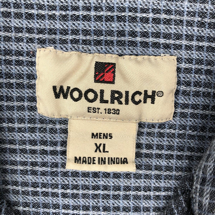Woolrich Check Pattern Short-Sleeve Cotton Check Shirt, Boxy Shirt, Men's Size XL (approx.) cotton blue type Vintage Second Hand