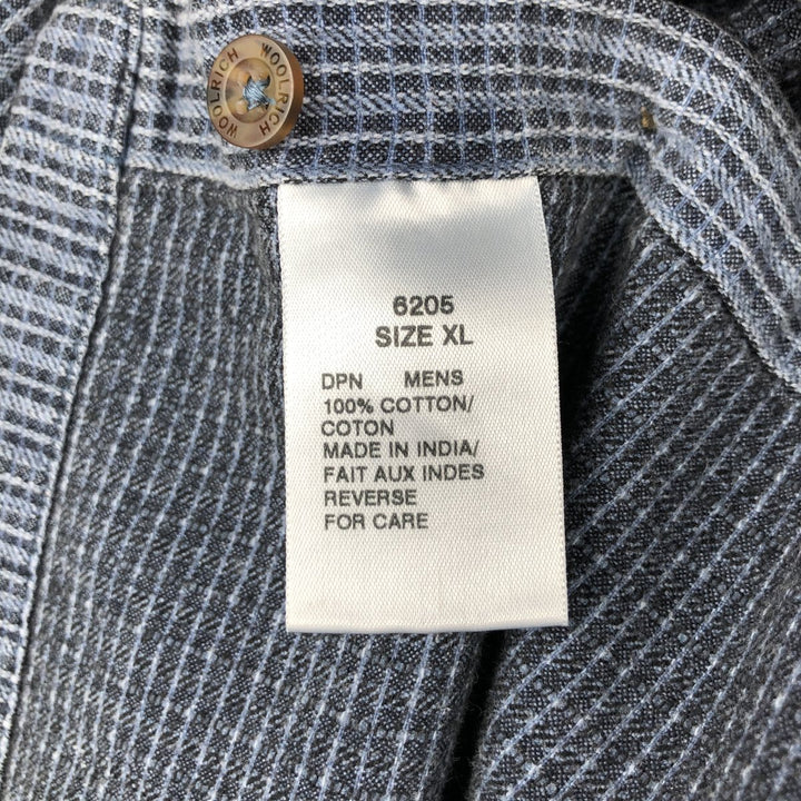 Woolrich Check Pattern Short-Sleeve Cotton Check Shirt, Boxy Shirt, Men's Size XL (approx.) cotton blue type Vintage Second Hand