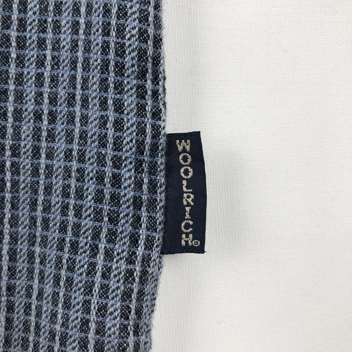 Woolrich Check Pattern Short-Sleeve Cotton Check Shirt, Boxy Shirt, Men's Size XL (approx.) cotton blue type Vintage Second Hand