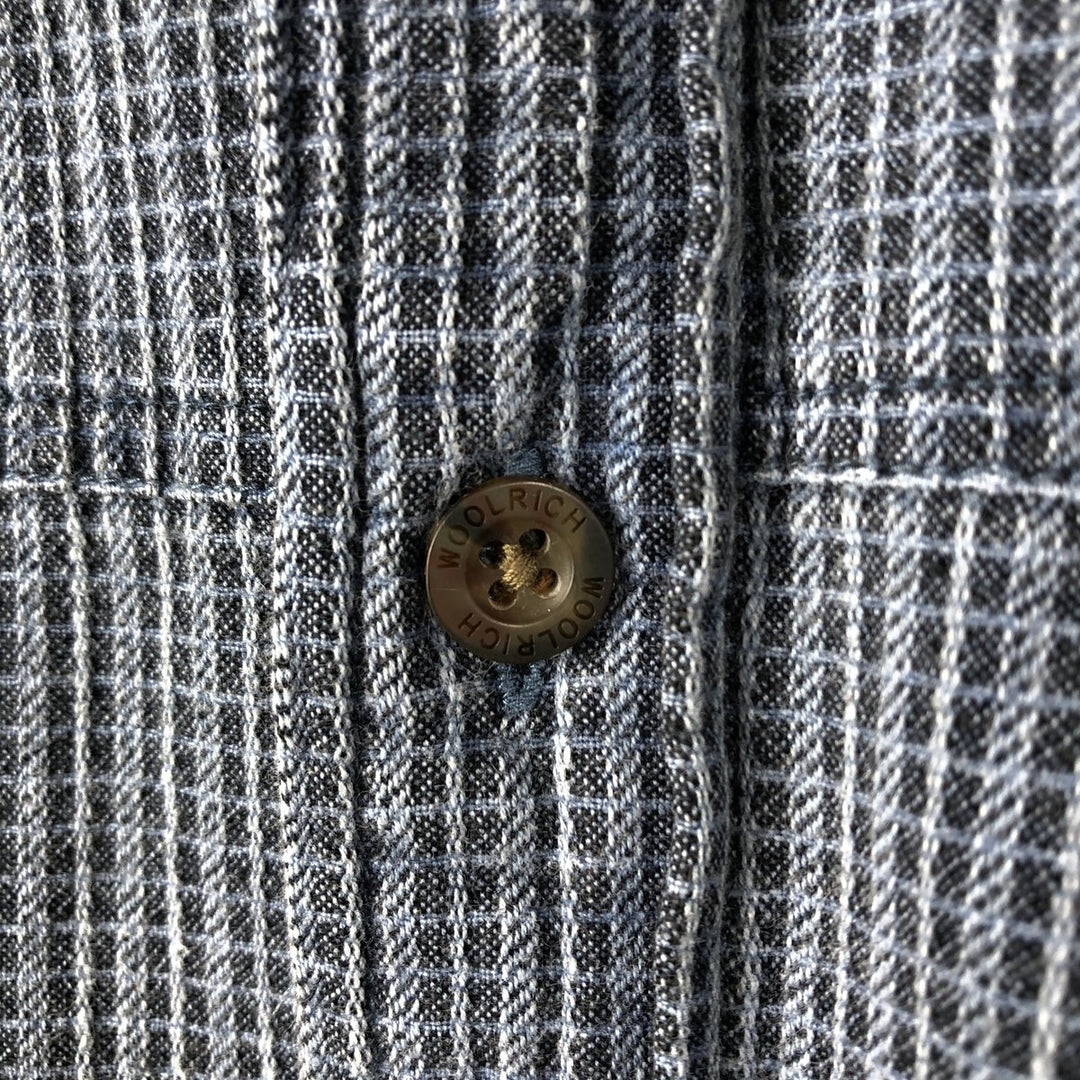 Woolrich Check Pattern Short-Sleeve Cotton Check Shirt, Boxy Shirt, Men's Size XL (approx.) cotton blue type Vintage Second Hand