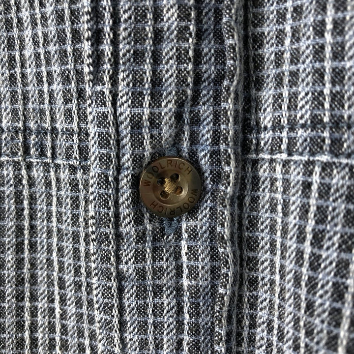 Woolrich Check Pattern Short-Sleeve Cotton Check Shirt, Boxy Shirt, Men's Size XL (approx.) cotton blue type Vintage Second Hand