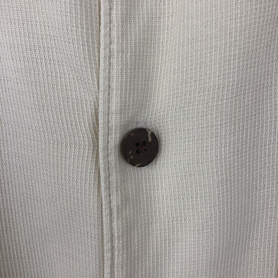 Columbia XCO Short-Sleeve Open-Collar Silk Shirt, Boxy Fit, Men's Size L (approx.) silk ivory Vintage Second Hand