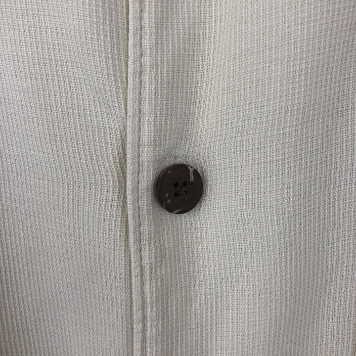 Columbia XCO Short-Sleeve Open-Collar Silk Shirt, Boxy Fit, Men's Size L (approx.) silk ivory Vintage Second Hand