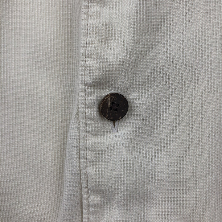 Columbia XCO Short-Sleeve Open-Collar Silk Shirt, Boxy Fit, Men's Size L (approx.) silk ivory Vintage Second Hand