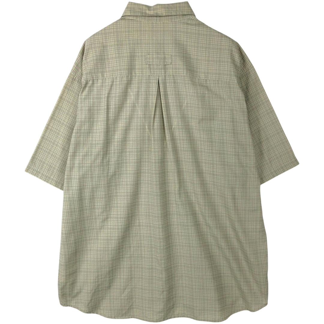 90s-00'S Columbia GRT Short-Sleeve Button-Down Check Shirt, Men's Size XL (Equivalent), Vintage polyester Khaki type sage green Vintage Second Hand