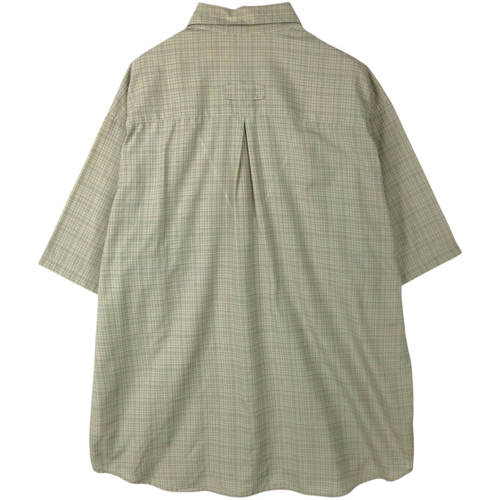 90s-00'S Columbia GRT Short-Sleeve Button-Down Check Shirt, Men's Size XL (Equivalent), Vintage polyester Khaki type sage green Vintage Second Hand
