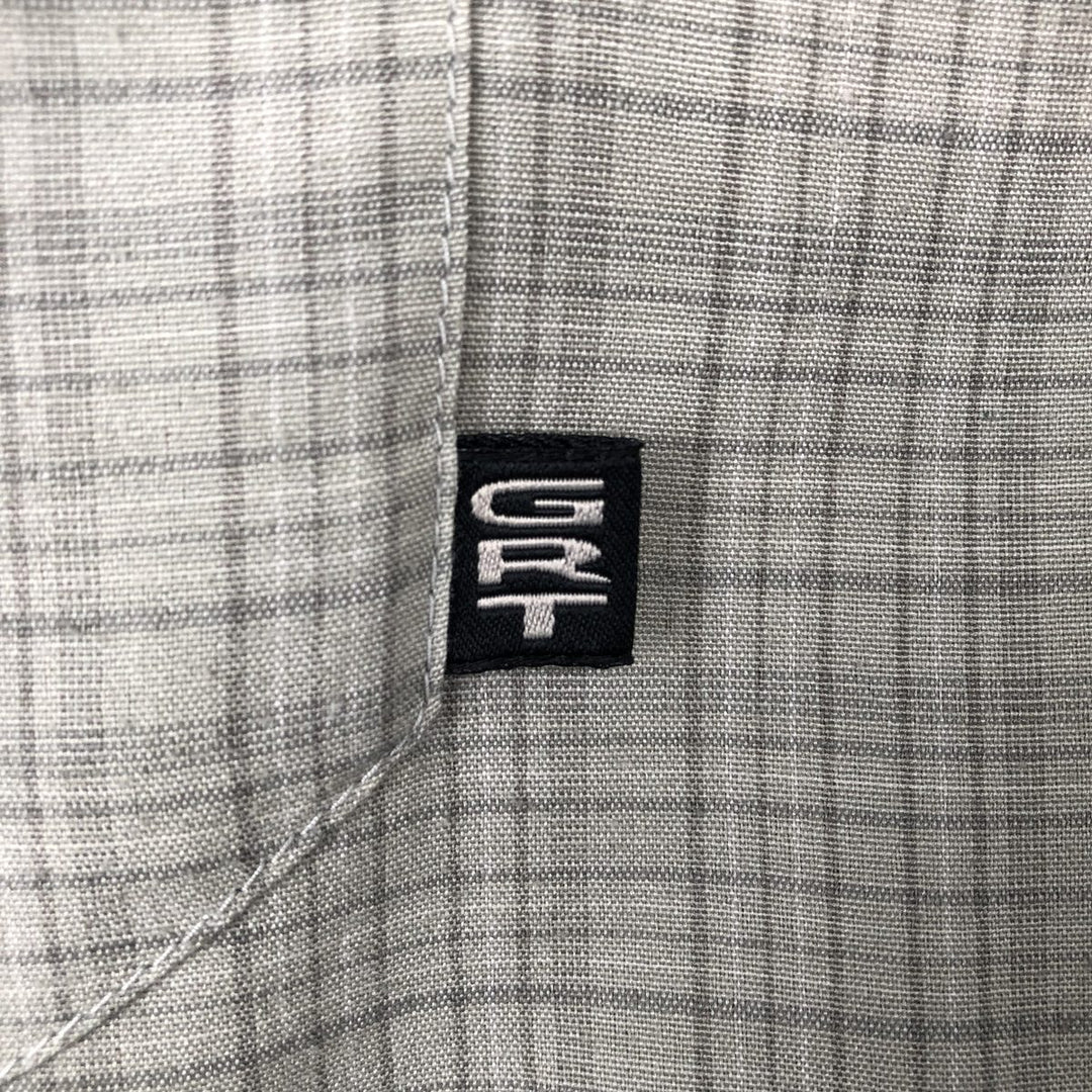 90s-00'S Columbia GRT Short-Sleeve Button-Down Check Shirt, Men's Size XL (Equivalent), Vintage polyester Khaki type sage green Vintage Second Hand