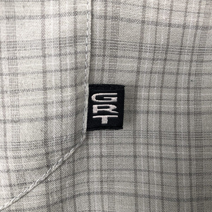 90s-00'S Columbia GRT Short-Sleeve Button-Down Check Shirt, Men's Size XL (Equivalent), Vintage polyester Khaki type sage green Vintage Second Hand