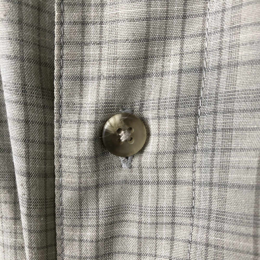 90s-00'S Columbia GRT Short-Sleeve Button-Down Check Shirt, Men's Size XL (Equivalent), Vintage polyester Khaki type sage green Vintage Second Hand