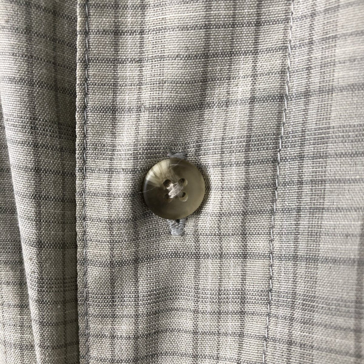 90s-00'S Columbia GRT Short-Sleeve Button-Down Check Shirt, Men's Size XL (Equivalent), Vintage polyester Khaki type sage green Vintage Second Hand